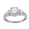 925 Sterling Silver Womens Cubic-Zirconia Fashion Engagement Ring Size 7