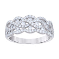 925 Sterling Silver Womens Cubic-Zirconia Crossover Fashion Ring