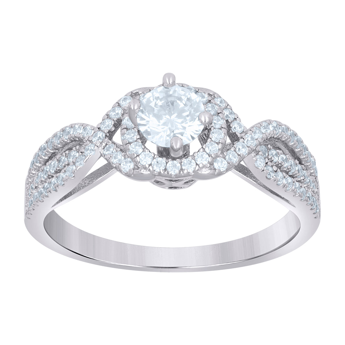 925 Sterling Silver Womens Cubic-Zirconia Fashion Engagement Ring Size 7