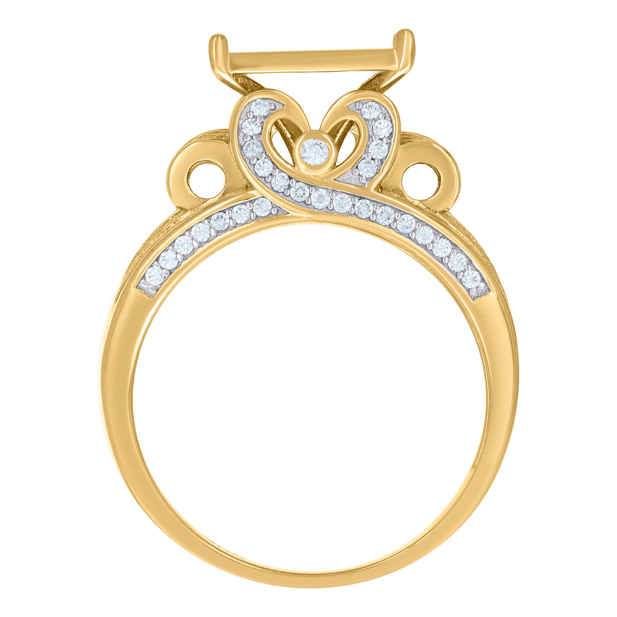 925 Sterling Silver Yellow-Tone Mens Cubic-Zirconia Square Head Fashion Ring Size 6