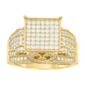 925 Sterling Silver Yellow-Tone Mens Cubic-Zirconia Square Head Fashion Ring Size 6