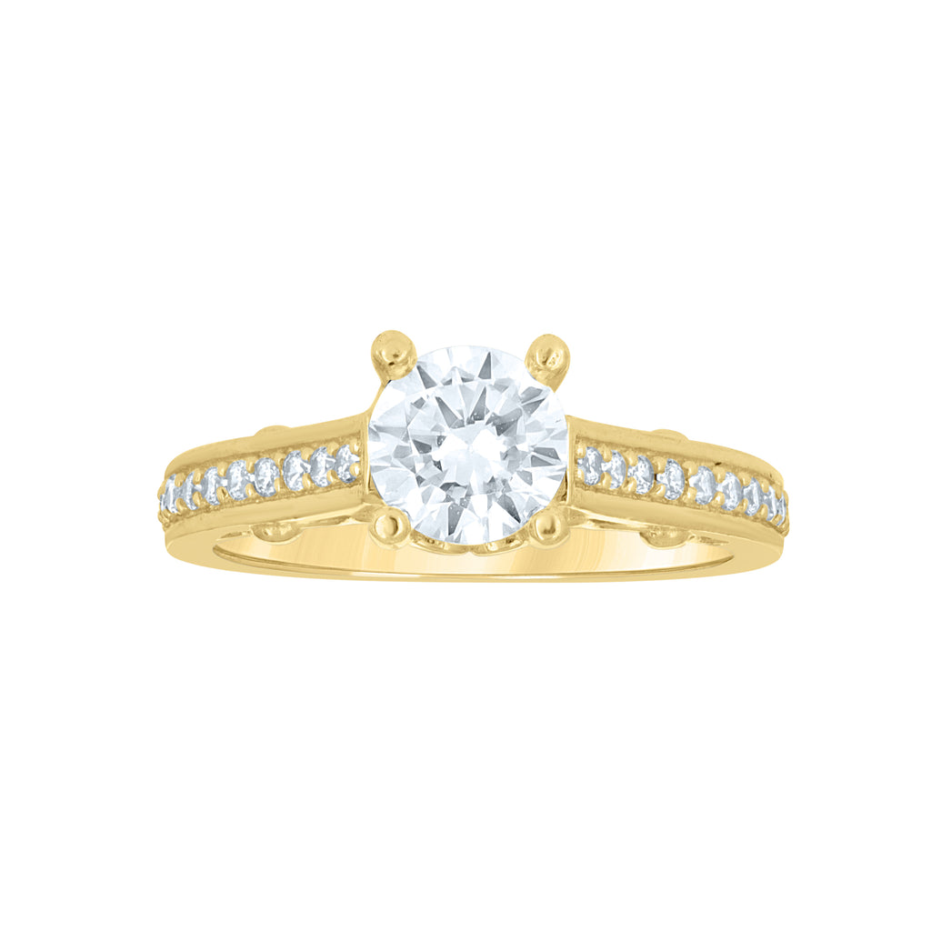 10K Yellow Gold Womens Cubic-Zirconia Engagement Ring
