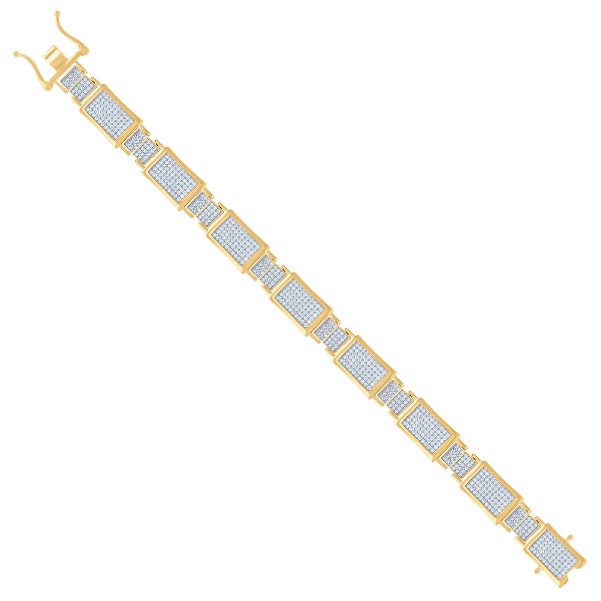 925 Sterling Silver Yellow-Tone Men Micropave Cubic Zirconia Link Bracelet