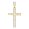 10K Two-Tone Gold Mens Women Cubic Zirconia Crucifix Cross Religious Charm Pendant