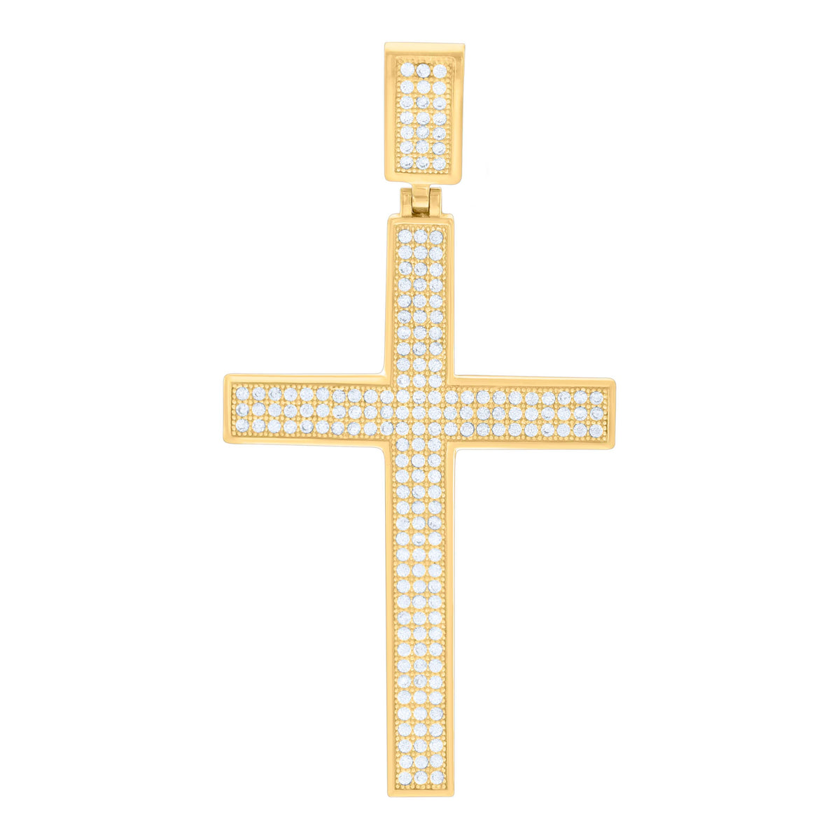 10K Two-Tone Gold Mens Women Cubic Zirconia Crucifix Cross Religious Charm Pendant