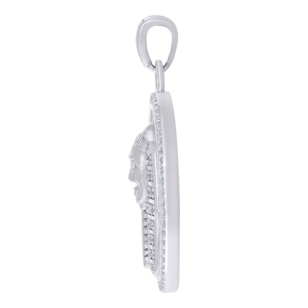 925 Sterling Silver Mens Cubic-Zirconia Pharaoh Egyptian Fashion Charm Pendant