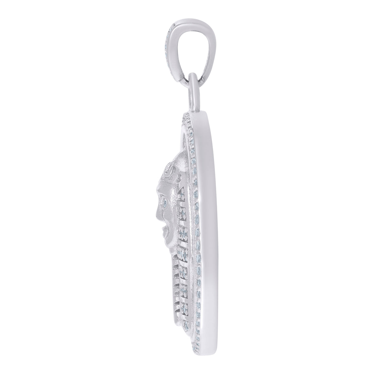 925 Sterling Silver Mens Cubic-Zirconia Pharaoh Egyptian Fashion Charm Pendant