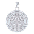 925 Sterling Silver Mens Cubic-Zirconia Pharaoh Egyptian Fashion Charm Pendant