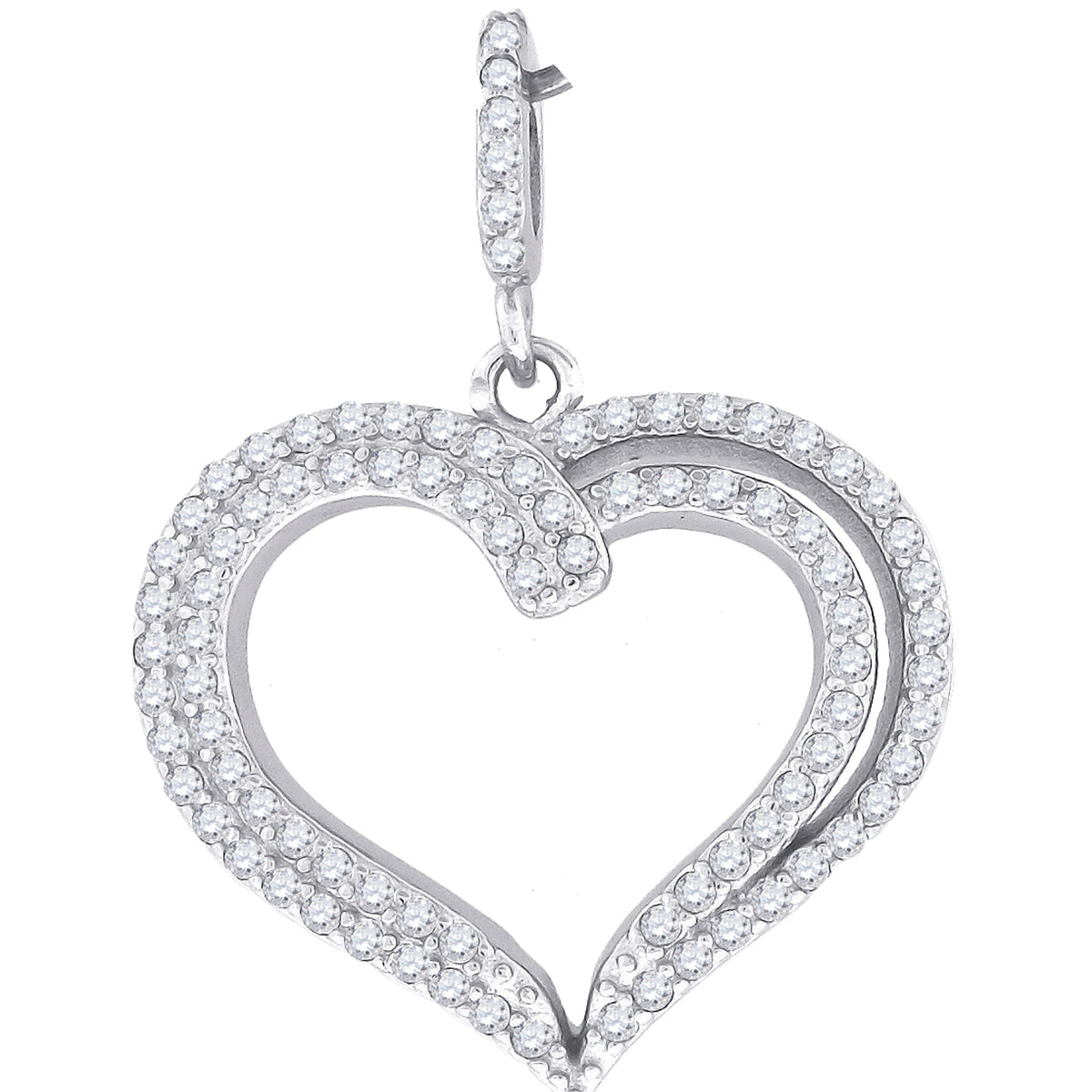 925 Sterling Silver Womens Cz Heart Charm Pendant