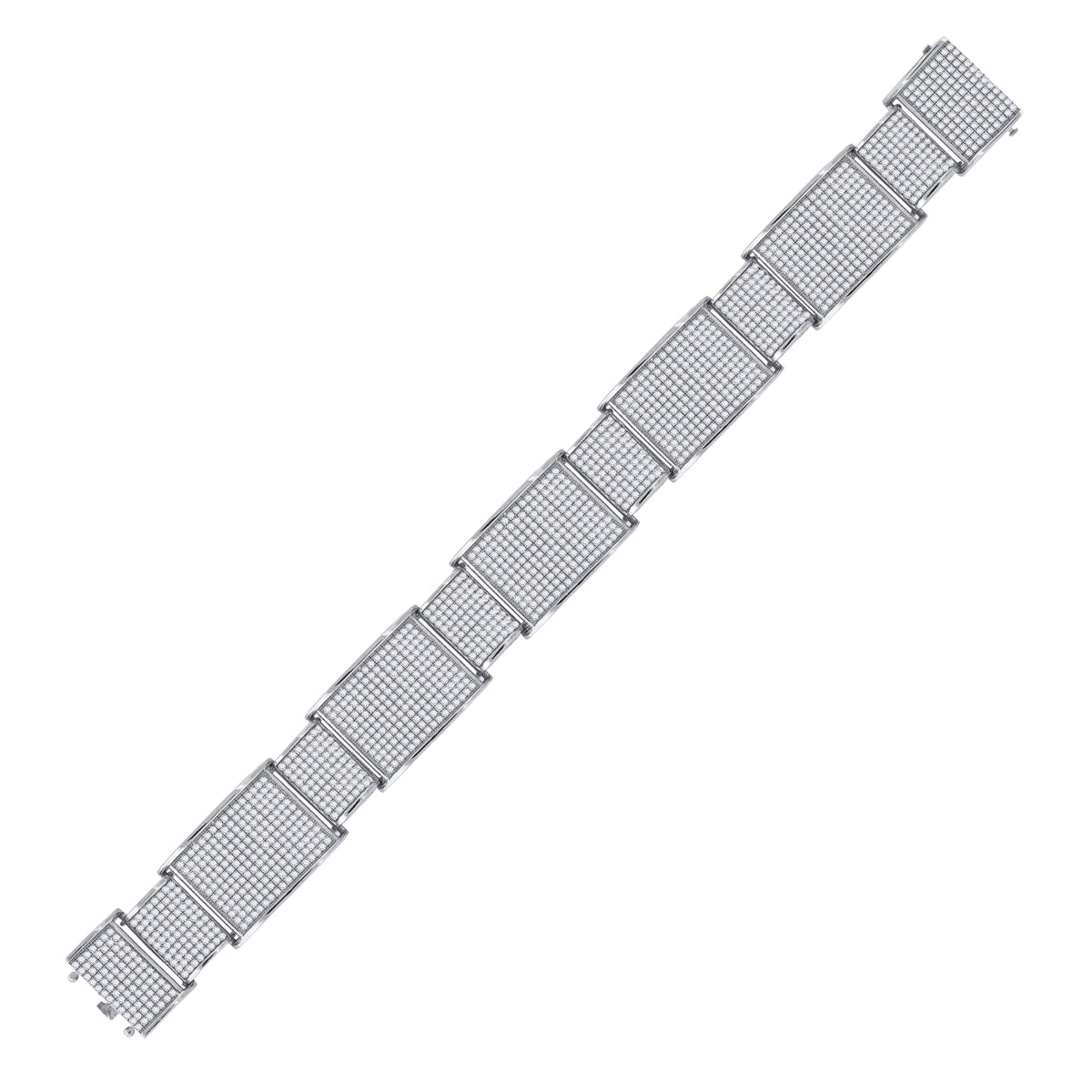 925 Sterling Silver Men Micropave Cubic Zirconia Link Bracelet
