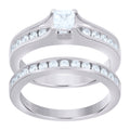 925 Sterling Silver Womens Cubic Zirconia Square Bridal Ring Set Ring Size 7
