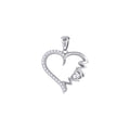 925 Sterling Silver Womens Cubic Zirconia Mom Heart Talking Charm Pendant