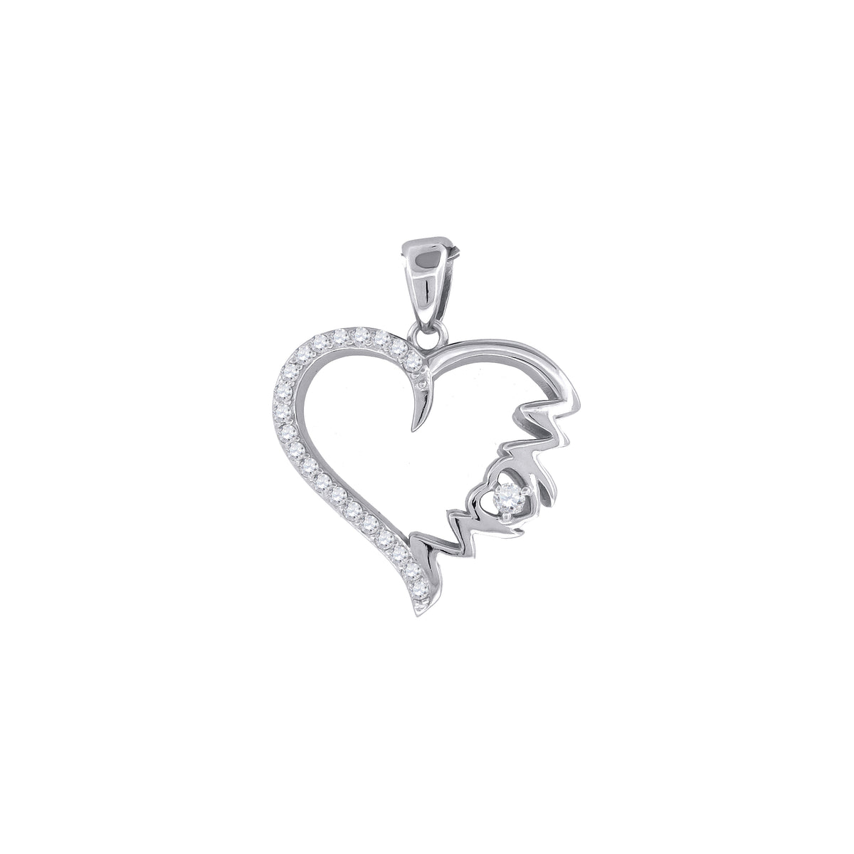 925 Sterling Silver Womens Cubic Zirconia Mom Heart Talking Charm Pendant