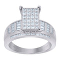 925 Sterling Silver Womens Baguette Cubic-Zirconia Cinderella Ring