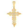10K Two-Tone Gold Mens Women Cubic Zirconia Cubic-Zirconia Cross Religious Charm Pendant