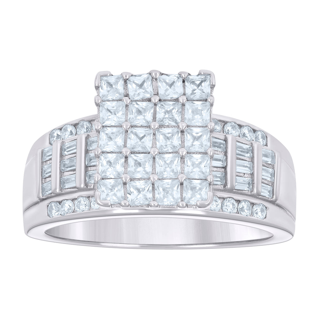 925 Sterling Silver Womens Cubic Zirconia Cinderella Ring Size 11