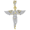 925 Sterling Silver Yellow-Tone Mens Cubic Zirconia Religious Praying Angel Charm Pendant