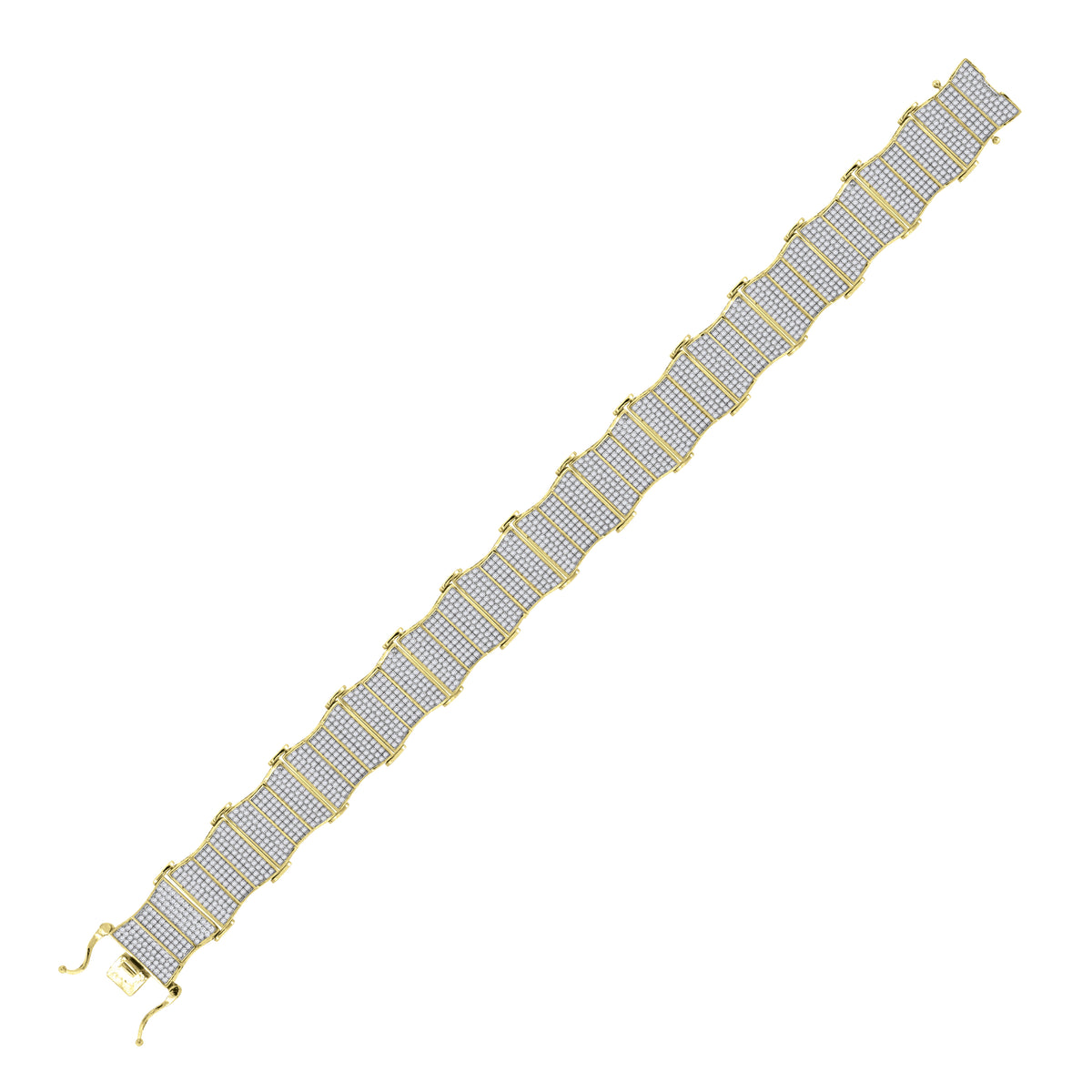 925 Sterling Silver Yellow-Tone Unisex Micropave Cubic Zirconia Link Bracelet