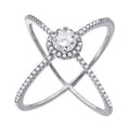 925 Sterling Silver Womens Cubic-Zirconia Criss Cross Fashion Ring Size 7