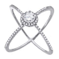 925 Sterling Silver Womens Cubic-Zirconia Criss Cross Fashion Ring Size 8