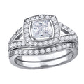 925 Sterling Silver Womens Cubic Zirconia Square Head Engagement Ring Size 8