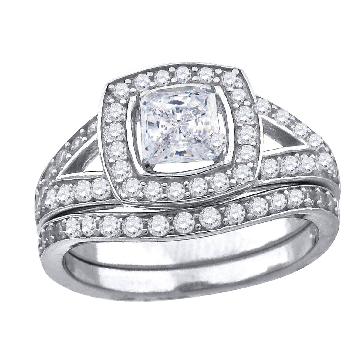 925 Sterling Silver Womens Cubic Zirconia Square Head Engagement Ring Size 8