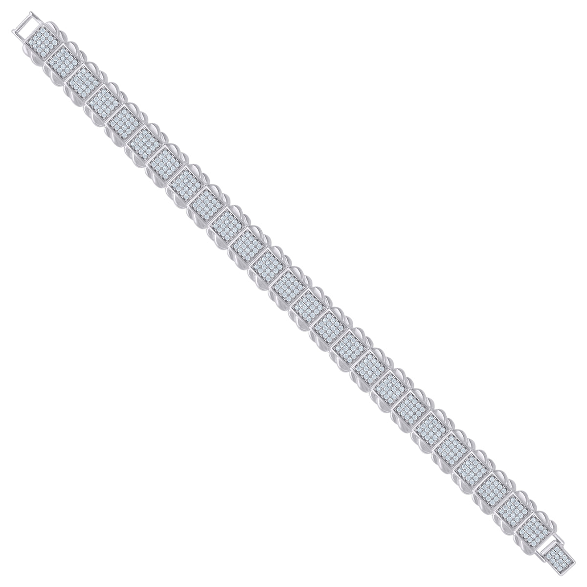 925 Sterling Silver Women Micropave Cubic Zirconia Link Bracelet