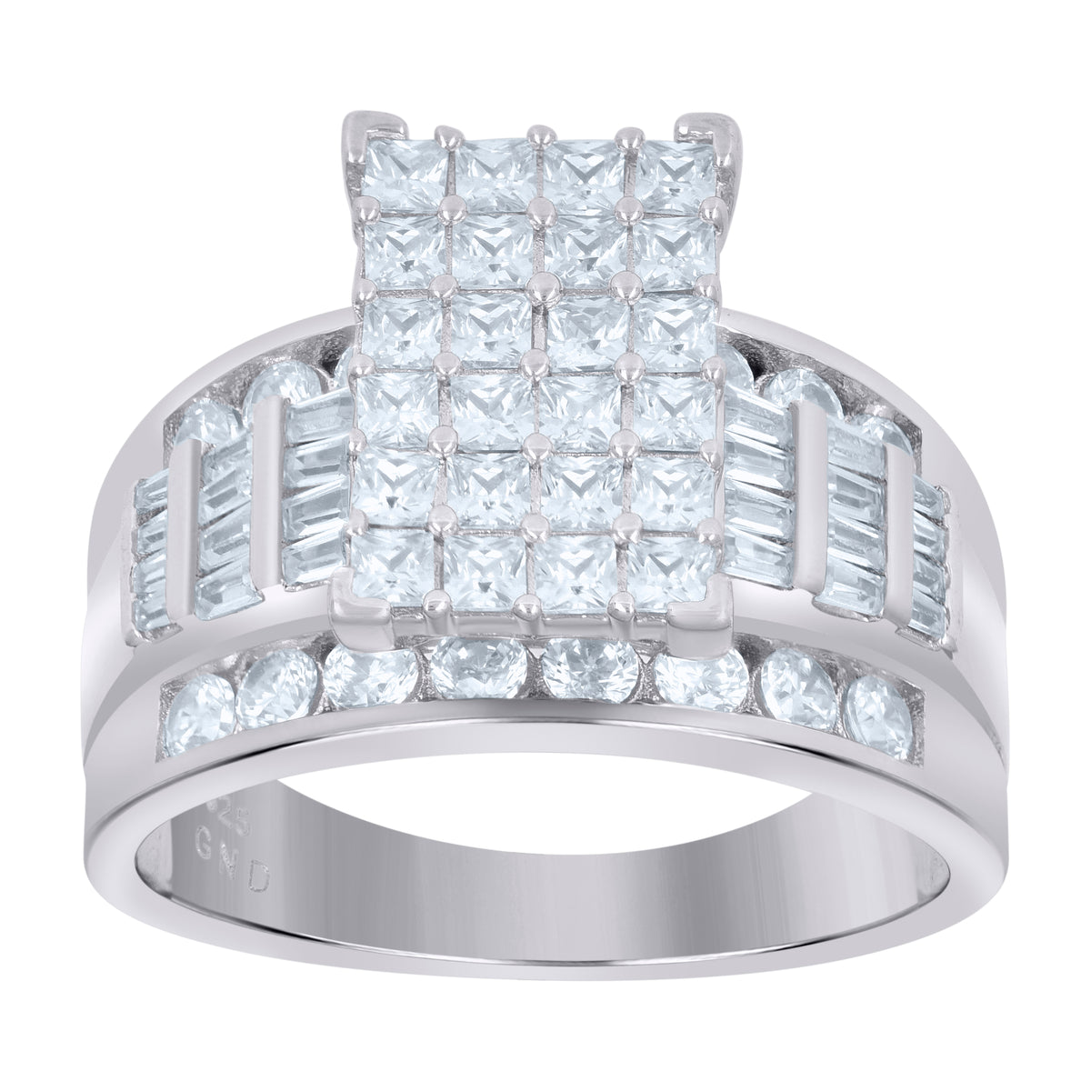 925 Sterling Silver Womens Cubic Zirconia Cinderella Ring Size 7