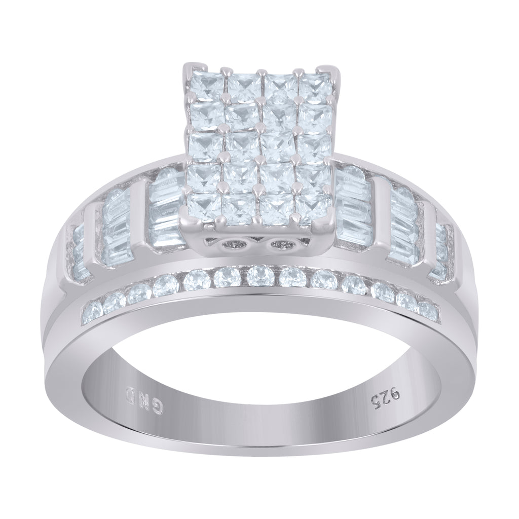 925 Sterling Silver Womens Cubic Zirconia Cinderella Ring Size 6