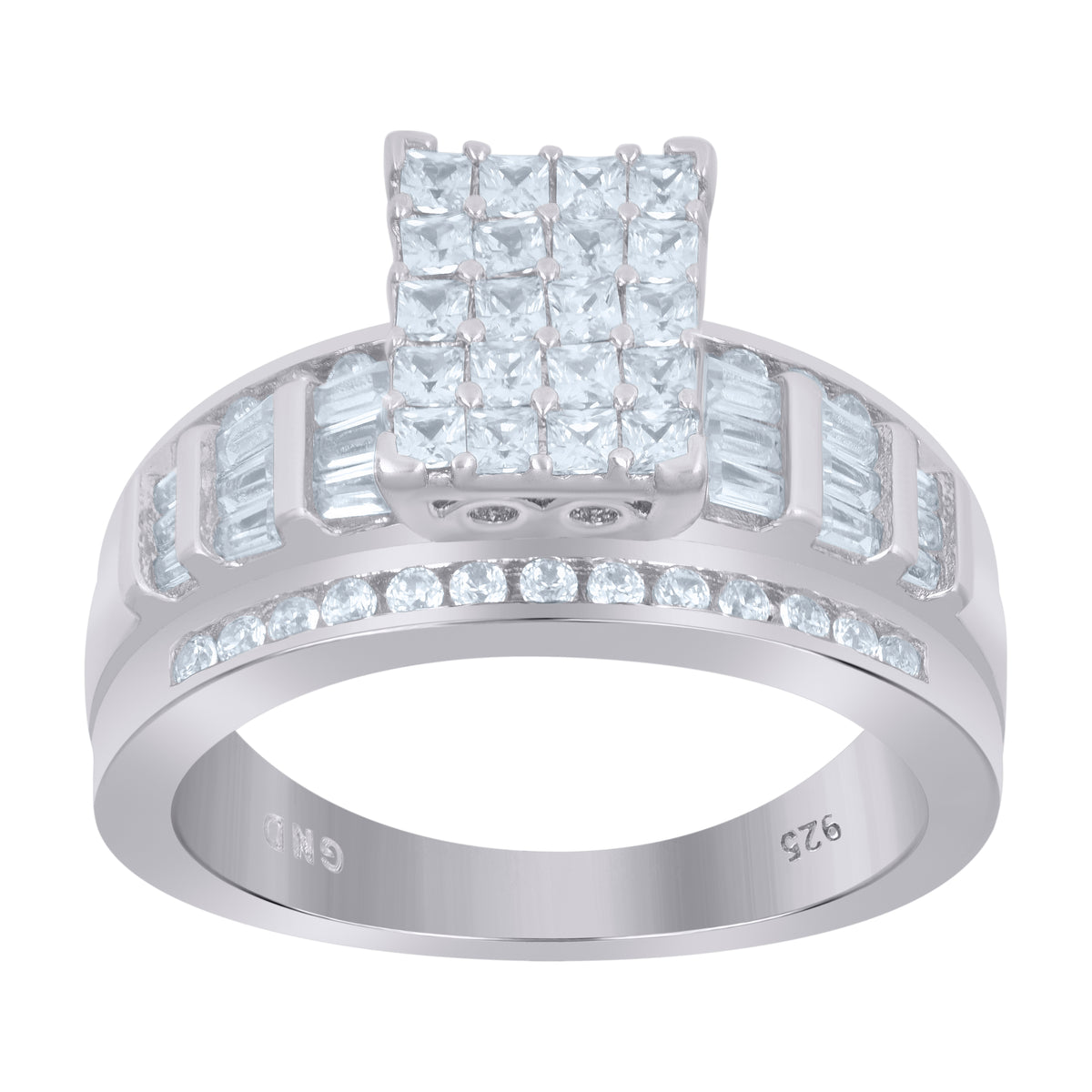 925 Sterling Silver Womens Cubic Zirconia Cinderella Ring Size 6