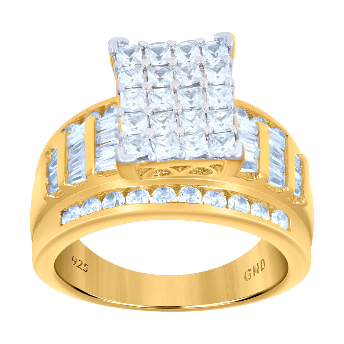 925 Sterling Silver Yellow-Tone Womens Cubic Zirconia Cinderella Ring