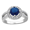 925 Sterling Silver Womens Royal Blue Cubic Zirconia Fancy Ring