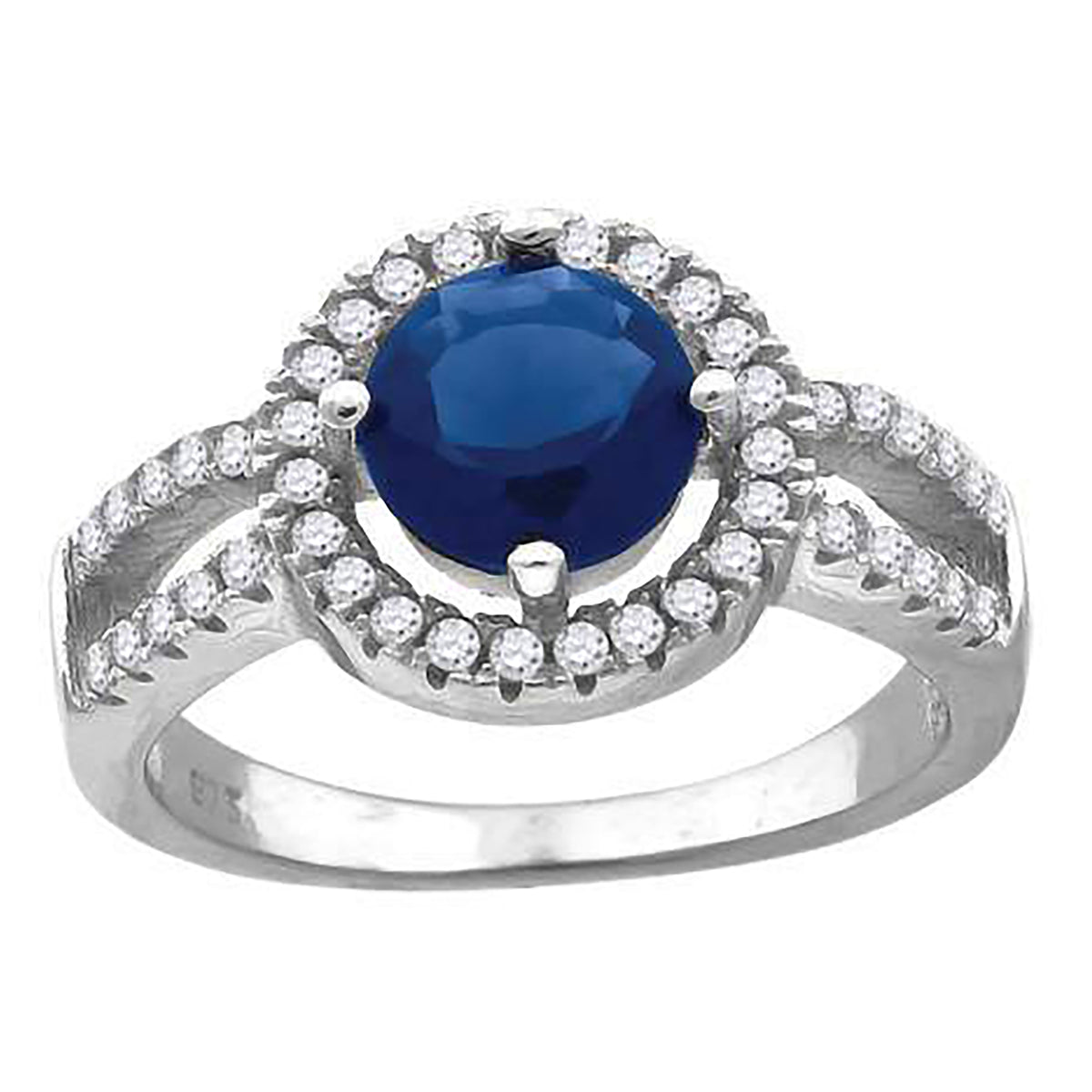 925 Sterling Silver Womens Royal Blue Cubic Zirconia Fancy Ring Size 8