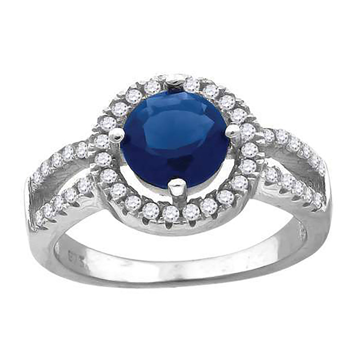 925 Sterling Silver Womens Royal Blue Cubic Zirconia Fancy Ring Size 9