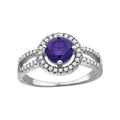 925 Sterling Silver Womens Purple Cubic Zirconia Fancy Ring Size 7