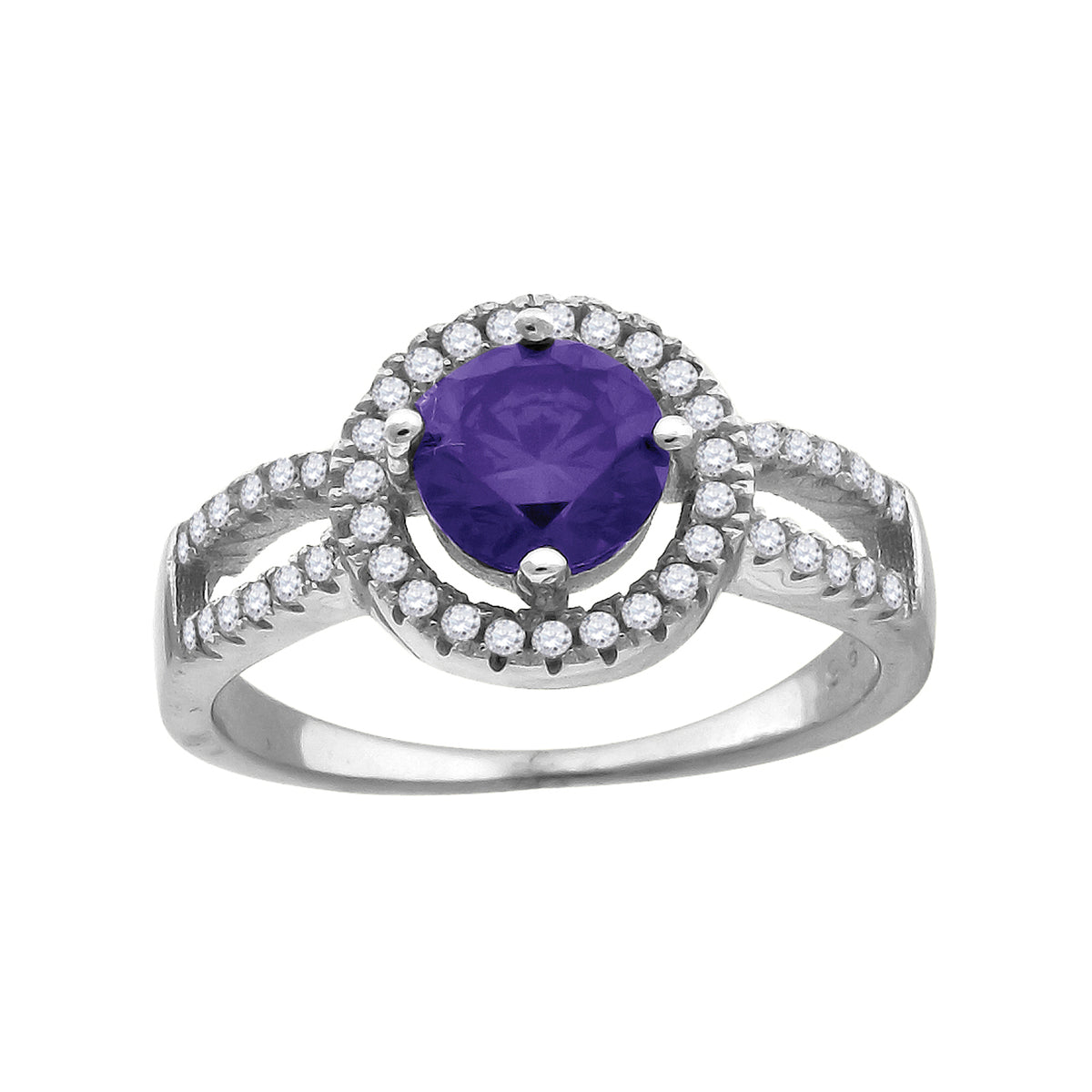 925 Sterling Silver Womens Purple Cubic Zirconia Fancy Ring Size 7