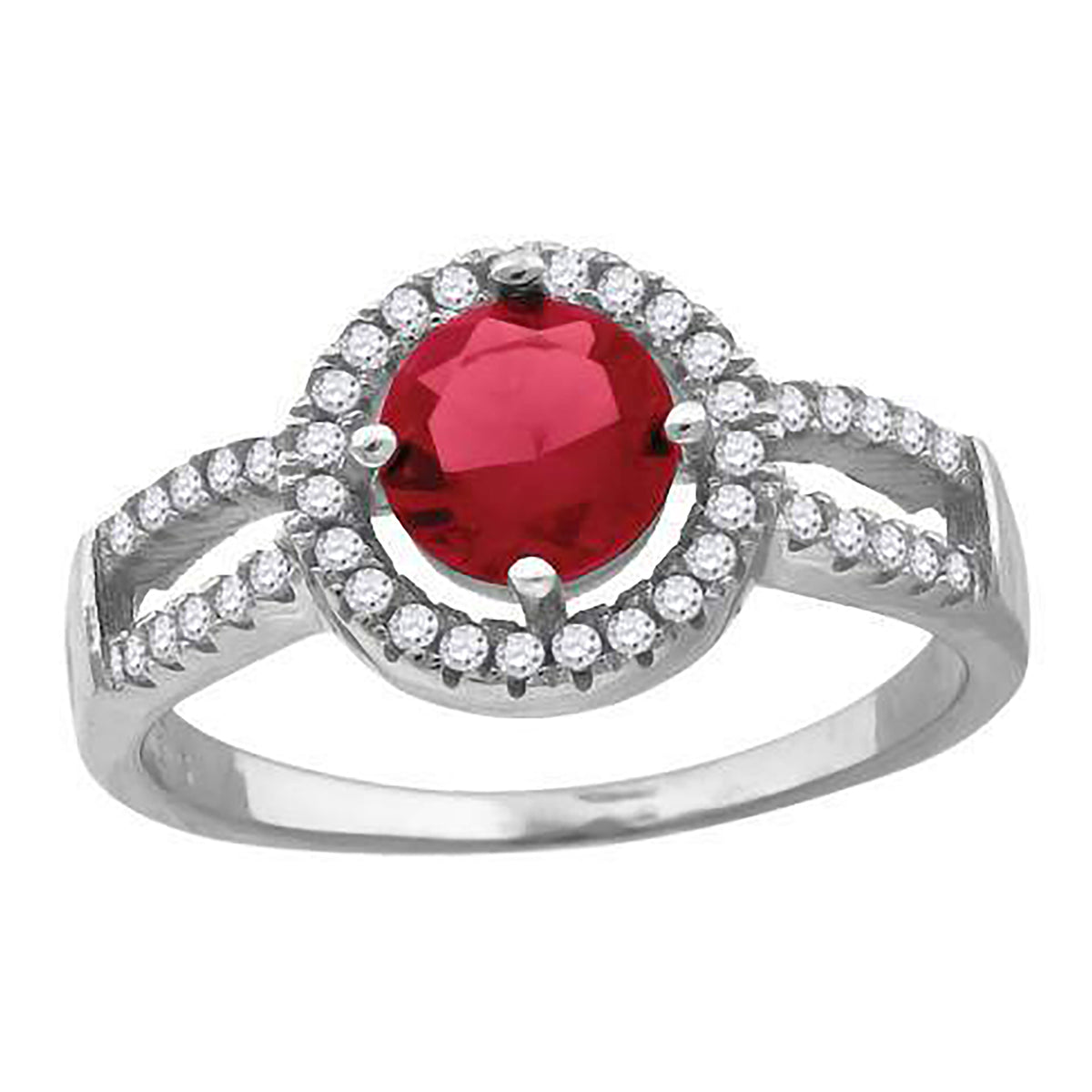 925 Sterling Silver Womens Red Cubic Zirconia Fancy Ring Size 7