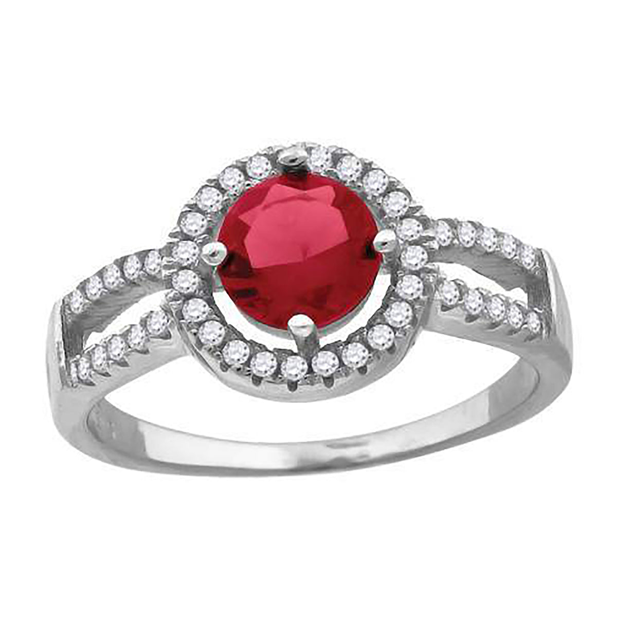 925 Sterling Silver Womens Red Cubic Zirconia Fancy Ring Size 8