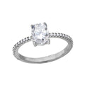 925 Sterling Silver Womens Oval Cubic Zirconia Fashion Ring Size 6
