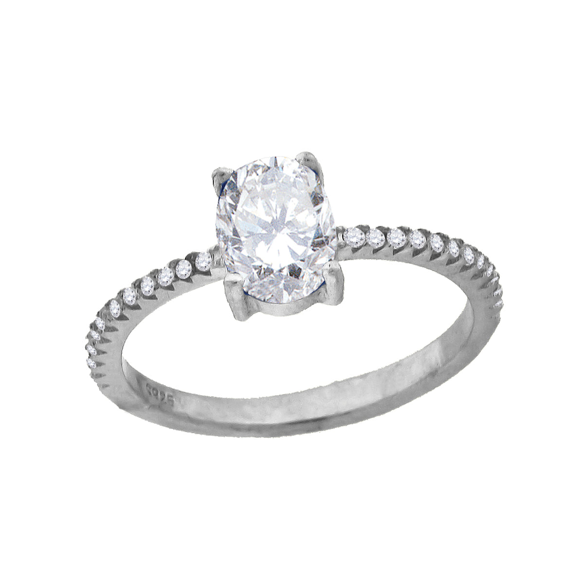925 Sterling Silver Womens Oval Cubic Zirconia Fashion Ring Size 6