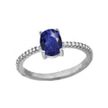 925 Sterling Silver Womens White Royal Blue Oval Cubic Zirconia Ring Size 9