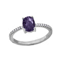 925 Sterling Silver Womens White Purple Oval Cubic Zirconia Ring Size 6
