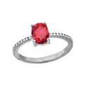 925 Sterling Silver Womens White Red Oval Cubic Zirconia Ring Size 8