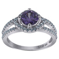 925 Sterling Silver Womens White Purple Cubic Zirconia Ring