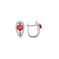 925 Sterling Silver Womens Red Cubic Zirconia French Clip Earrings