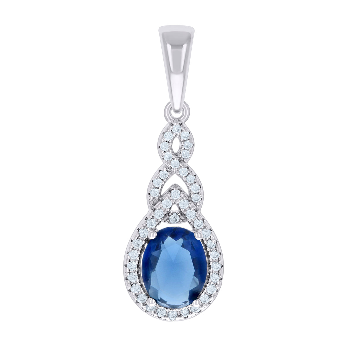 925 Sterling Silver Womens Blue White Cubic-Zirconia Tear Drop Charm Pendant