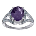 925 Sterling Silver Womens Purple Oval Cubic Zirconia Fancy Ring Size 6