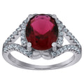925 Sterling Silver Womens Red Oval Cubic Zirconia Fancy Ring Size 7