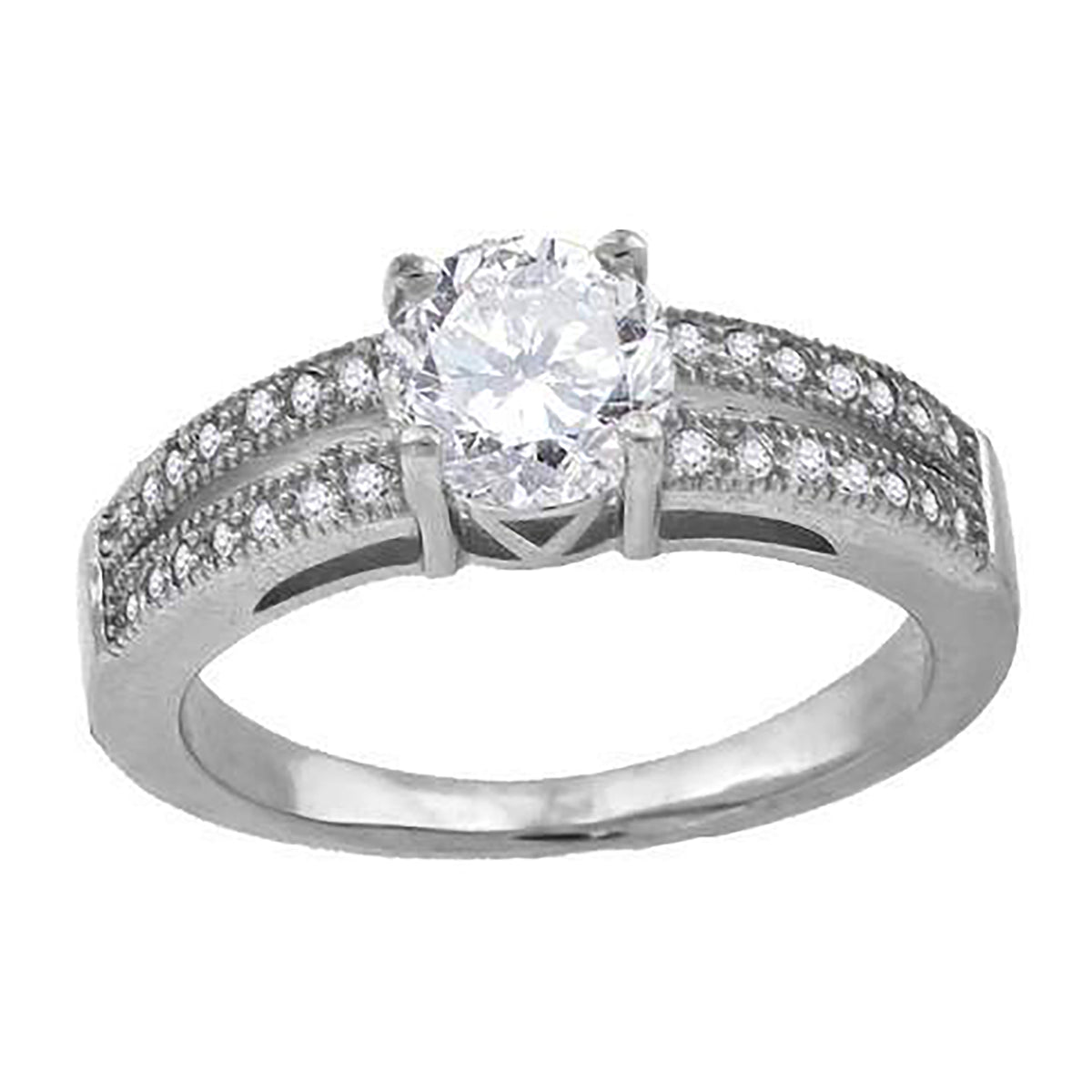 925 Sterling Silver Womens Cubic-Zirconia Engagement Ring Size 8