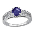 925 Sterling Silver Womens Royal Blue Cubic Zirconia Fancy Ring Size 6